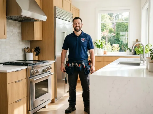 Appliance Repair Hero technician in a Brodhead, WI kitchen after an appliance repair